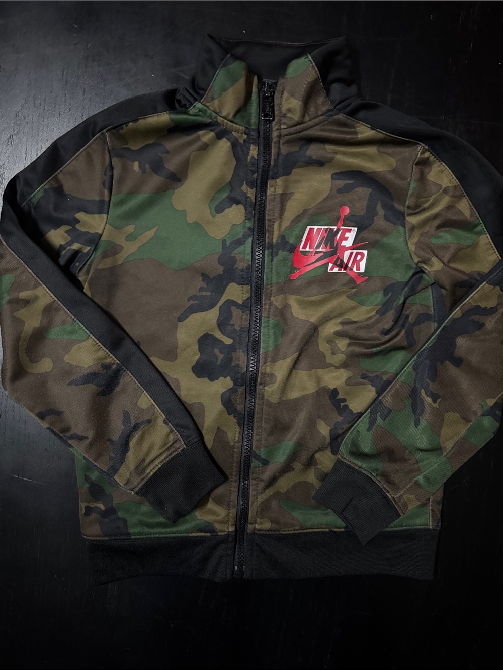 Jordan Camo Zip-Up Jacket with Red Nike Air Logo